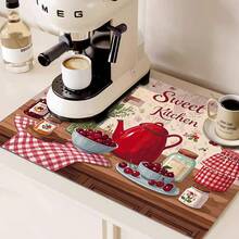 Design vintage con elementi classici e nostalgici, alla moda e bello, resistente al calore e antiscivolo, facile da pulire. Adatto per qualsiasi cucina, lavatrice, asciugatrice, piano cottura e piano in vetro. - Multicolore - Visualizzare 6