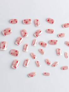 30 Peças Adesivos de Unhas Quadradas Curtas, Base na Cor Nude com Ponta Francesa Metalizada Branca, Qualidade de Salão, Fácil de Aplicar. O Conjunto Inclui 1 Frasco de Cola para Unhas e 1 Lixa de Unhas, Adequado para Escritório e Noite de Encontro