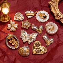 1pc Stainless Steel 18K Gold-Plated Fashion Heart, Palm, Moon, Star, Etc. Pendants Necklace Earrings DIY Jewelry Making Accessories Suitable For Women's Daily Wear Stainless Steel Pendants - Pendants - View 3