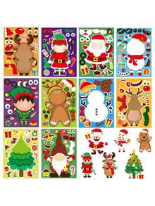 20 pezzi Adesivi per gioco di Natale "Crea una faccia", adesivi natalizi per bambini con Babbo Natale, albero di Natale, pupazzo di neve, renna, per regali di feste natalizie - Multicolore - Visualizzare 11