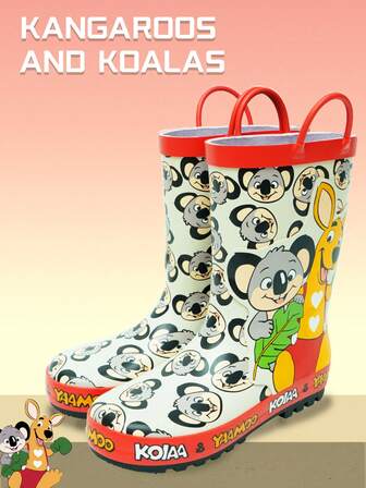 可爱卡通动物图案儿童防水雨靴，幼儿花园玩耍鞋，男女通用时尚雨衣，易于穿脱，轻便舒适