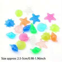 10/50/100颗装夜光水族箱景观石，采用多种海洋元素材质制成，贝壳形状，是海滩派对的理想之选。小巧精致，高亮度，多色发光石可为水族箱增添色彩，持久发光，是理想的圣诞礼物，适用于各种环境。（夜光）