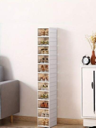 9-Layer Free Assembly Shoebox,Independent Shoe Cabinet,Entryway Shoe Storage Cabinet,Shoe Storage Box,Suitable For Balcony,Living Room, Entrance,9-Layer 75.4in,White Plastic, Household Items Storage,Shoe And Boot Storage Shoebox