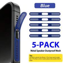 ZYONS 5 piezas para iPhone 17 Pro Max/17 Air/16 Pro Max/16/15/14/13/12 Series, rejilla de metal antipolvo para altavoz, hecha de material de metal duradero, en colores negro/plateado/naranja cósmico/dorado/verde/rojo/azul/morado/titanio del desierto y talla grande colores