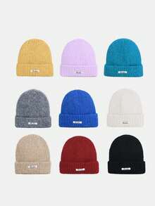 1pc Women's Dopamine Knitted Knit Beanie, Thick Warm Brimless Cap, Winter Warm Knitted Hat, Suitable For Daily Street Riding