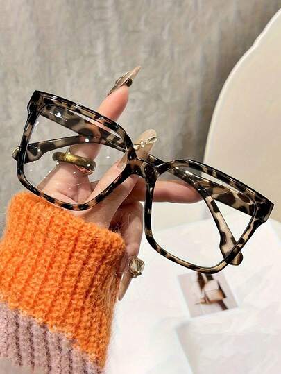 1pc Women's Acrylic Bohemian Colorful Square Fashion Glasses, Suitable For Daily Reading, Commuting, Casual Multi-Functional, Fit For Daily Life, Office, Reading, TV, Gaming, Smartphone Decoration