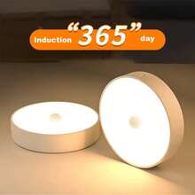 Lampara inalámbrica recargable con sensor movimiento luz led para armario cocina escalera pasillo barra magnética adhesiva detector de presencia brillo regulable batería recargable puerto usb fácil montaje ideal clóset y alacena categoría lámpara led recargable - Blanco - Ver 8