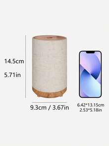 جهاز نشر الزيوت العطرية بسعة 80 مل مع إضاءة دافئة، جهاز نشر العطور والترطيب بتصميم محاكي للقماش والخشب الطبيعي