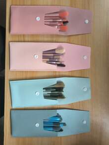 [Pincéis de Maquiagem Portáteis] 8 Pincéis de Cerdas Macias Ferramentas de Maquiagem Portáteis para Iniciantes, Sombra Azul, Sombra de Nariz, Blush, Pincel de Lábios, Pente de Cílios, Presente de Viagem para Meninas Pó