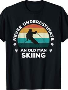 Never Underestimate An Old Man Skng Fun Snow Slopes Ski T-Shirt - Style 13 - View 1