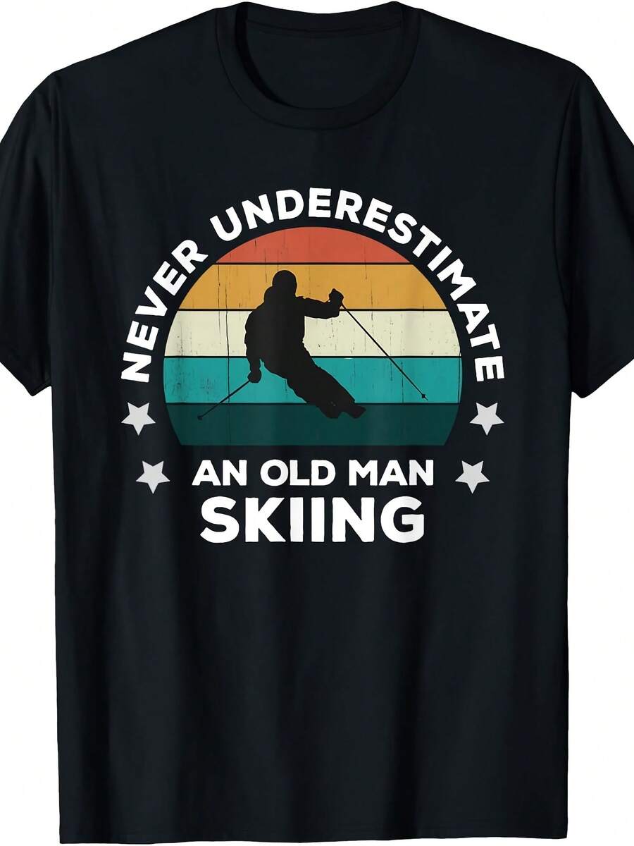 Never Underestimate An Old Man Skng Fun Snow Slopes Ski T-Shirt - Style 13 - View 1