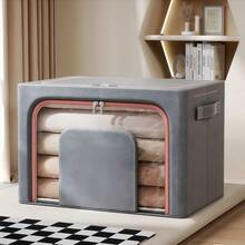 1pc Clothing Storage Box, Steel Frame Large Capacity Organizer, Foldable Clothes Storage Box, Bedding Storage Box, Waterproof & Moisture-Proof Wardrobe Storage Box, Bedroom Accessories - Spacious Dust-Proof Clothing & Bedding Storage Box, Efficiently Manage Home And Dorm Space. - Multicolor - View 15