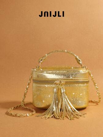 JNIJLI 1 件豹纹、樱桃、迷彩、枫叶、蝴蝶结印花帆布手提包、PU 皮革拼布单肩包、链条斜挎包，适合女性、派对女孩、宴会、日常通勤、时尚休闲、旅行，是送给女性朋友、母亲、老师的最佳礼物