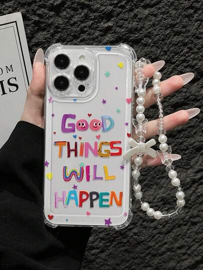 Funda de teléfono transparente a prueba de golpes con texto colorido único y gráfico de rosa, adecuada para uso personal o como regalo, compatible con iPhone11/12/13/14/15/16/16PRO/16PROMAX, Galaxy A05/A15/A25/A35/A53/A54/A55/S23/S24