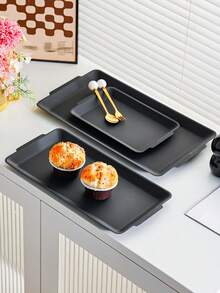 1 件不锈钢矩形托盘，餐厅准备用餐盘，蒸盘，适用于家庭厨房、餐厅、酒店、厨房用品、餐具配件 - 黑色 - 查看 5