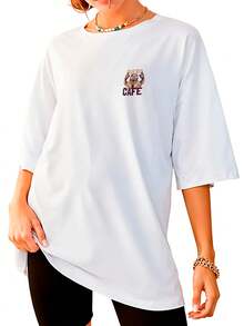 Over Quero Café Streewear Unisex T-Shirt Ref4014 - 白色 - 查看 4