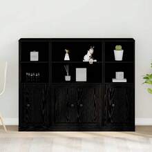 vidaXL Highboard in Schwarzeichen-Optik, 132 x 35,5 x 103,5 cm
