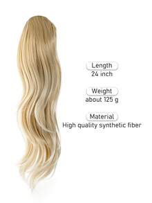 24-Inch Blonde Highlight Slightly Lifted Synthetic Drawstring Ponytail Hair Extensions - Multicolor - View 3