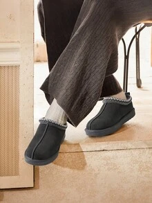 Fuzzy Cozy Women's Fashion Slippers - Genuine Suede Leather, Indoor Outdoor Fluffy Shoes For Winter Comfort, Cute And Warm With Memory Foam Suitable For Gift Chioce - 灰色 - 查看 9