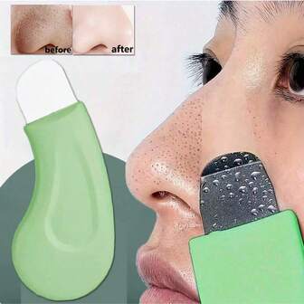 1/2PCS Blackhead Scraper, Gentle Facial Pore Cleaner, Skin Exfoliating Tool, Suitable For Cleaning Blackheads, Removing Impurities, Non Electric Skin Care Spatula With Textured Surface, Light Green/Pink/Beige/Purple Handle, Easy To Grip, Pore Cleaning Accessory