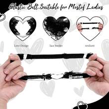 YQQYG 2 PCS Black Garter, Lace Thigh Garter Thigh Belt For Women, Adjustable Heart Leg Garters Elastic Plus Size - đen - Xem 2