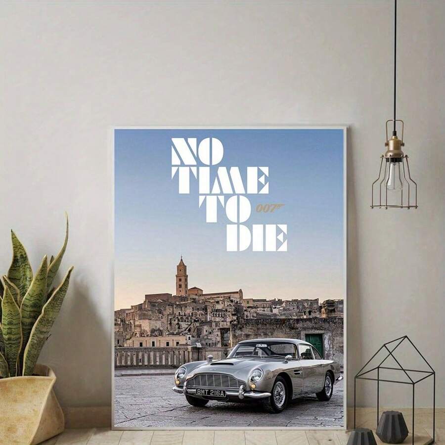 James Bond dans No Time To Die canevas murale - Scène emblématique de paysage, affiche sans cadre pour les fans de films d'action et d'espionnage - A - Voir 1