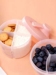 KUNT 1pc 3/4 Compartment Portable Rotating Milk Powder Box, Single Layer, Dual-Use, 4 Compartments, Multi-Style Milk Powder Box For Separating And Storing Milk Powder, Snacks, Tea, Dried Fruit, Rotating Plastic Storage Box, Baby Milk Powder Box