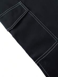 1 Quần Cargo dáng ôm màu trơn nhiều túi cho nam, thích hợp mặc đi biển mùa xuân/hè, đi nghỉ, đi làm hàng ngày, tập luyện, ngoài trời, thường ngày, tập thể dục, chạy bộ, quần ống đứng, thời trang dạo phố, mùa thu - màu đen - Xem 6