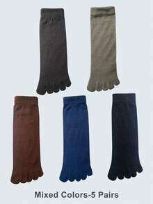 1/5 pares de calcetines suaves y acogedores para hombres, calcetines con dedos separados, calcetines de tripulación cálidos, aptos para uso en interiores o diario