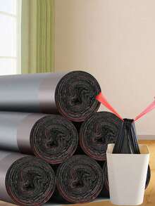 Bolsas de basura, bolsas de basura de cocina y hogar extra gruesas con cordón, bolsas de basura de baño, bolsas de basura desechables, bolsas de almacenamiento de cocina, bolsas de plástico para baño, cocina, oficina y restaurante para limpieza - Negro - Ver 2