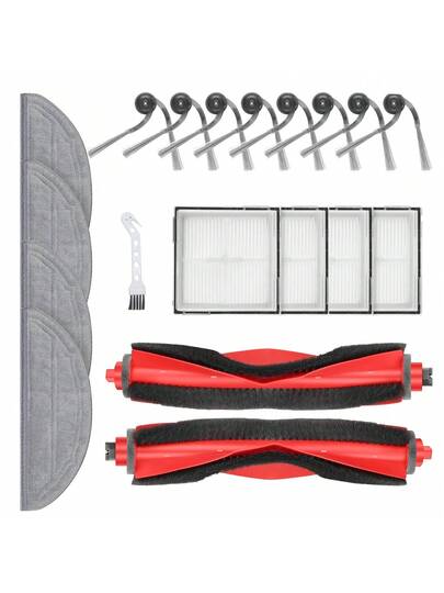 (19 Pack)Roborock Q10/S5/X5 Series Replacement Accessories Kit Includes Main Brushes, Side HEPA Filters, Mop Pads, Compatible Q10 S5 Q10+ X5 S5+ X5+ Robot Stofzuiger Cleaners.