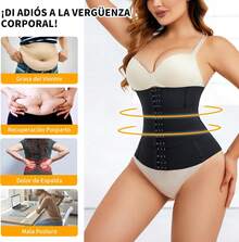 Fajas para Mujer Moldeadora de Cintura Faja Reductoras para Mujer Ajustable Fajas Colombianas Control de Abdomen con 4 Ganchos Peso Corsé - 2-NEGRO - Ver 3