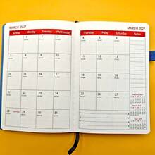 March Monthly Plan Calendar For The Years 2026-2028 - From January To December, Featuring Date Function, Stylish Design, Portable Size (Pink, Purple, Blue, Black), Modern Striped Cover, Secure Closure. - lịch trình kế hoạch - Xem 5