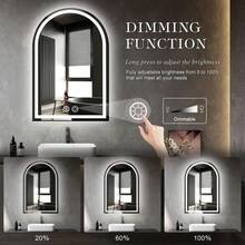 ShangPuYun LED Bathroom Mirror With Lights, Anti-Fog, Dimmable Shower Mirrors, High Definition Makeup Mirrors, Wall-Mounted Vanity Mirrors, Memory Function, Tempered Glass,Shatter-Proof, US Standard Plug/Switch , Size 24*16inch, Bathroom Decor - Xem 4
