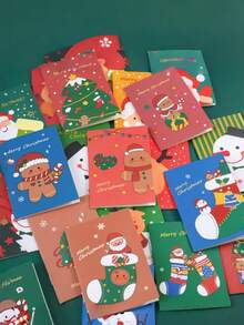 10pcs/20pcs/30pcs Christmas Mini Notebooks, Snowman & Santa Claus Pattern Memo Pads, Christmas Themed Pocket Notebooks, Holiday Party Favors