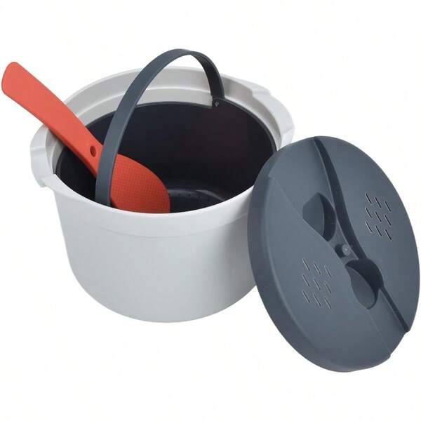 Microwave Rice Cooker 2L Rice Cooker Set With Rice Spoon Rice Spoon Strainer And Steaming Pot Easy Cooking Or Reheating Set Orange