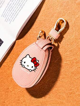  Sanrio 1-pack Hello Kitty nyckelring, unisex nyckelring, universal bärbar bilnyckelring med stor kapacitet, enkel och kompakt förvaringsväska för hushållet, lämplig för hemmabruk och resor, julklappspåse, berlocker, biltillbehör, lärare, vän, syster, presentidéer