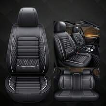 5-Seat Car Seat Covers, Breathable PU Leather With Lumbar Support, 360° Full Wrap Around, Universal For All Seasons