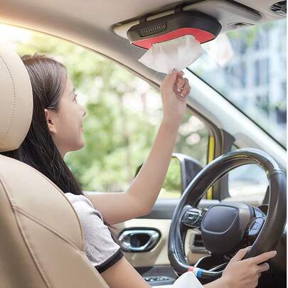 1pse Car Upholstery Car Tissue Box Car Creative Sun Visor Hanging Sunroof Chair Back Suction Box