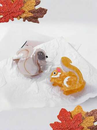 1pc Animal Casual Acetate Squirrel Claw/Hair Claw Hair Clip, Suitable For Daily And Holiday Wear Elegant Claw Clip Winter Hair Accessories Fashion Hair Clutch
