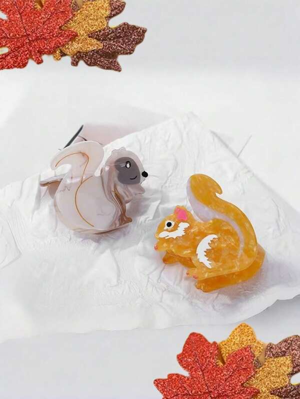 1pc Animal Casual Acetate Squirrel Claw/Hair Claw Hair Clip, Suitable For Daily And Holiday Wear Elegant Claw Clip Winter Hair Accessories Fashion Hair Clutch