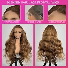 NATAN 巴西发 26 英寸 200% 密度高清蕾丝前假发，金色短款波浪真人发假发，13x4 高清蕾丝前额预拔婴儿发，漂白发结，4/27 渐变色假发，自然发际线女士假发 - S4/27 - 查看 3