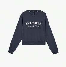 Skechers New Women Crew Neck Knit Comfortable Pullover Sweatshirt - Dark Grey - View 2