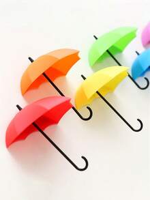 3/6/9件装彩色雨伞壁挂式钥匙收纳架，可存放钥匙、珠宝和其他小物件 - 彩色 - 查看 6