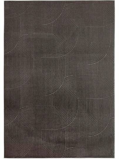 Taracarpet Short Pile Boho Sk Polyester Vloerkleed In 3D Look, Washable, Easy To Clean Robust, Ideal Living Room, Bedroom Children's Also As Bath Mat, Anthracite Waves, 050 080 Cm view 2
