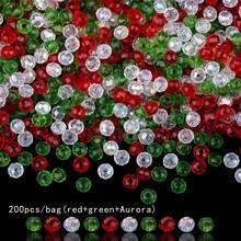 200pcs/Bag 6mm Glass Beads/Holiday Beads/Glass Rondelle Beads/Glass Faceted Beads/Glass Spacer Beads For Earrings/ Bracelets/Anklets/Necklaces Jewelry Making/Xmas Tree Decoration/Holiday Decoration/Wedding Decoration/Window Decoration