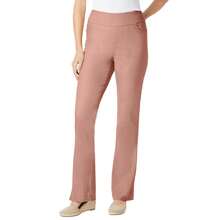 Woman Within Plus Size Petite Flex-Fit Pull-On Bootcut Gap-Free Stretch Denim Jeans - 藕粉色 - 查看 1