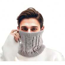 Unisex Thick Knitted Neck Warmer Gaiter, Thermal Lined, Windproof, Suitable For Cycling, Autumn/Winter