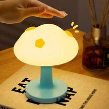 GCTECHING 1 Pc NEW LED Green Anime Light Night Light Cute Blue Rabbit Silicone Portable Touch Lamp Cloud Sunshade Umbrella Light USB Rechargeable Rabbit Bedroom Light Panda Night Light New Year's Eve Decorations Christmas Dormitory Use (Charging Activation Required Acceptable For Use)