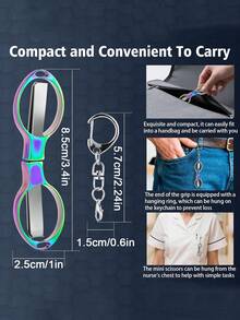 1 Kéo cắt nhãn hiệu mini bằng thép không gỉ có thể gấp gọn kèm 1 móc khóa, kéo nhỏ du lịch bỏ túi đa năng dành cho y tá, du lịch, văn phòng, thủ công, may vá, gia đình - Nhiều màu - Xem 10